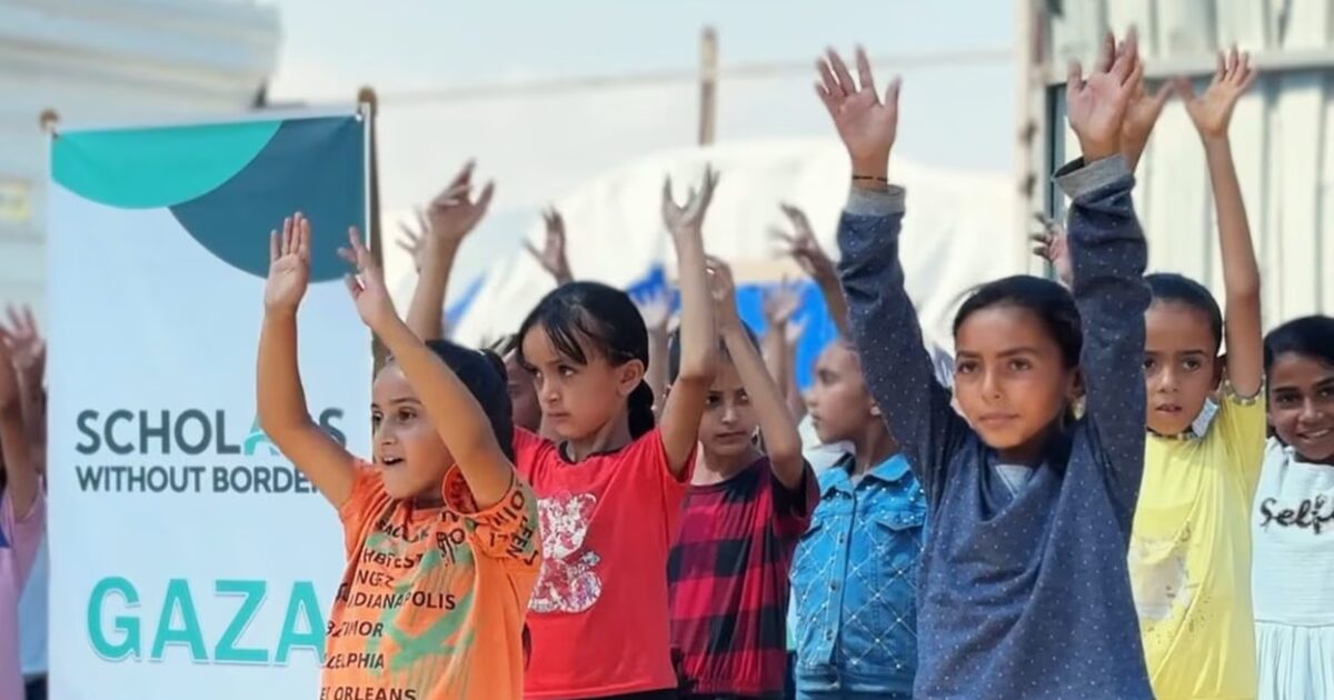Students in a Scholars Without Borders classroom in Gaza