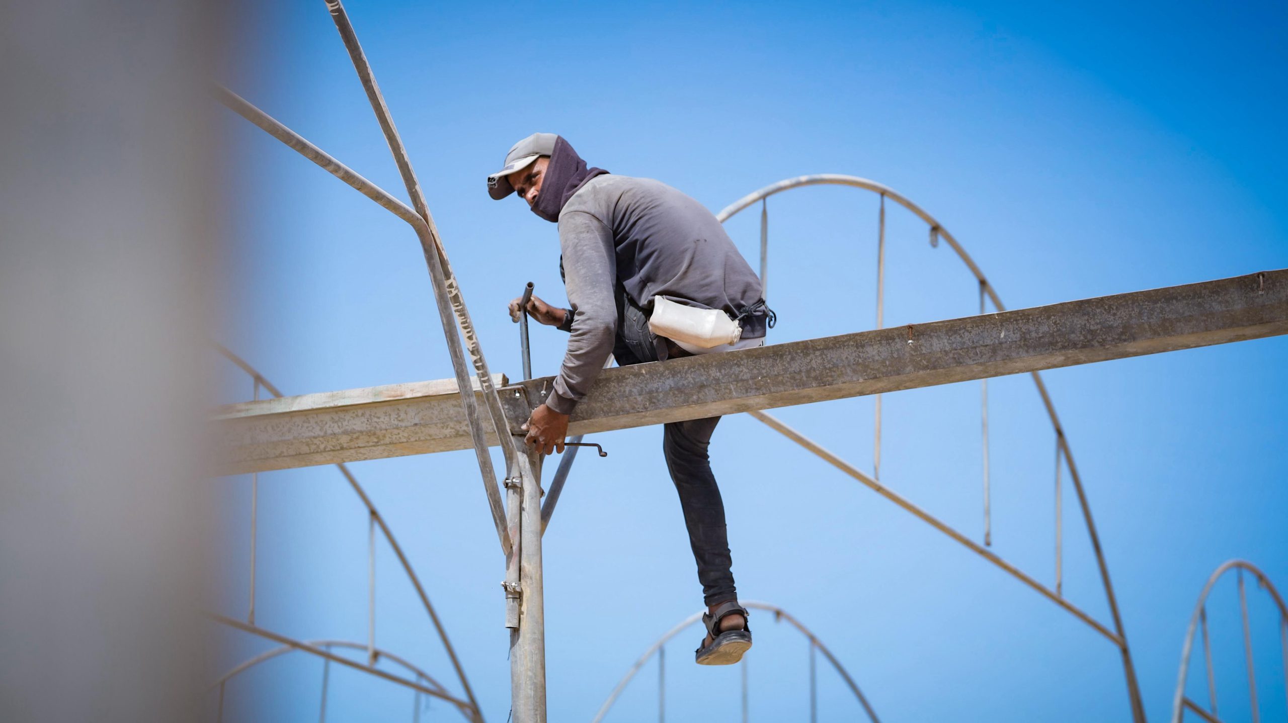 An SWB team member working on a rebuilding site